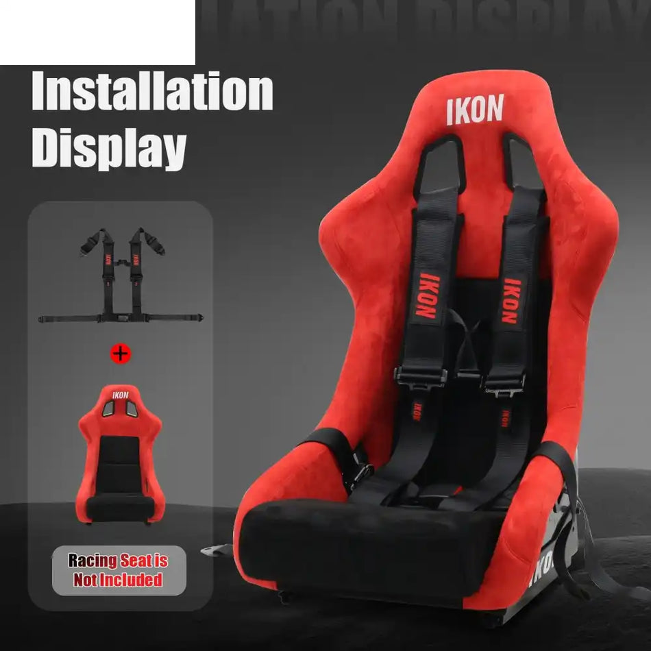 Universal 3ââ Wide 4 Point Buckle Racing Seat Belt Harness Nylon Black