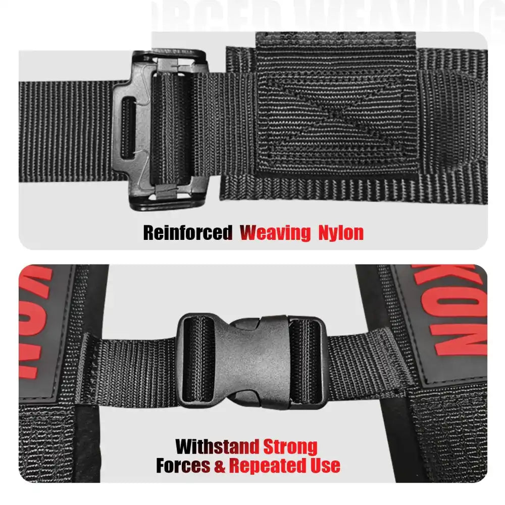 Universal 3ââ Wide 4 Point Buckle Racing Seat Belt Harness Nylon Black
