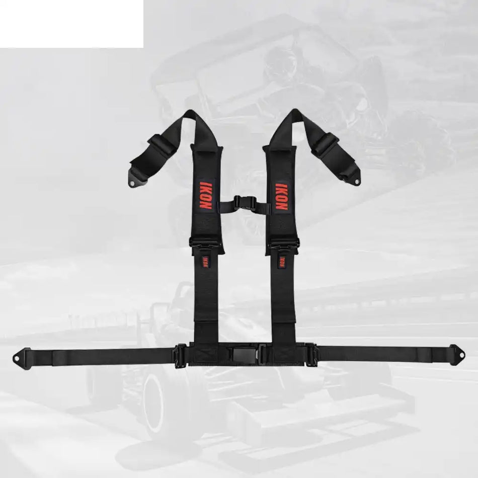 Universal 3ââ Wide 4 Point Buckle Racing Seat Belt Harness Nylon Black