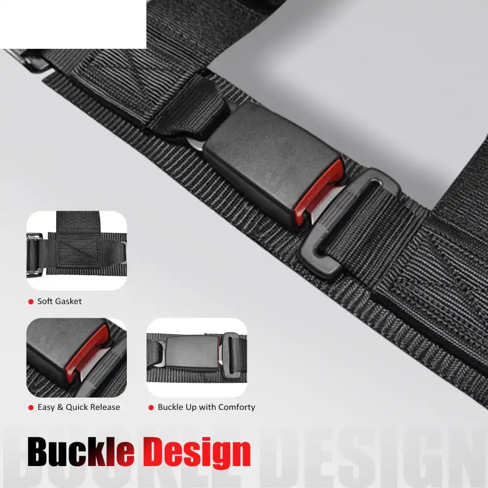 Universal 3ââ Wide 4 Point Buckle Racing Seat Belt Harness Nylon Black