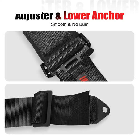 Universal 3ââ Wide 4 Point Buckle Racing Seat Belt Harness Nylon Black