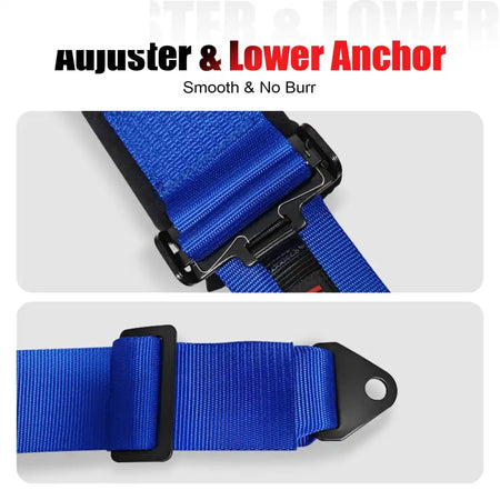Universal 3ââ Wide 4 Point Buckle Racing Seat Belt Harness Nylon Blue