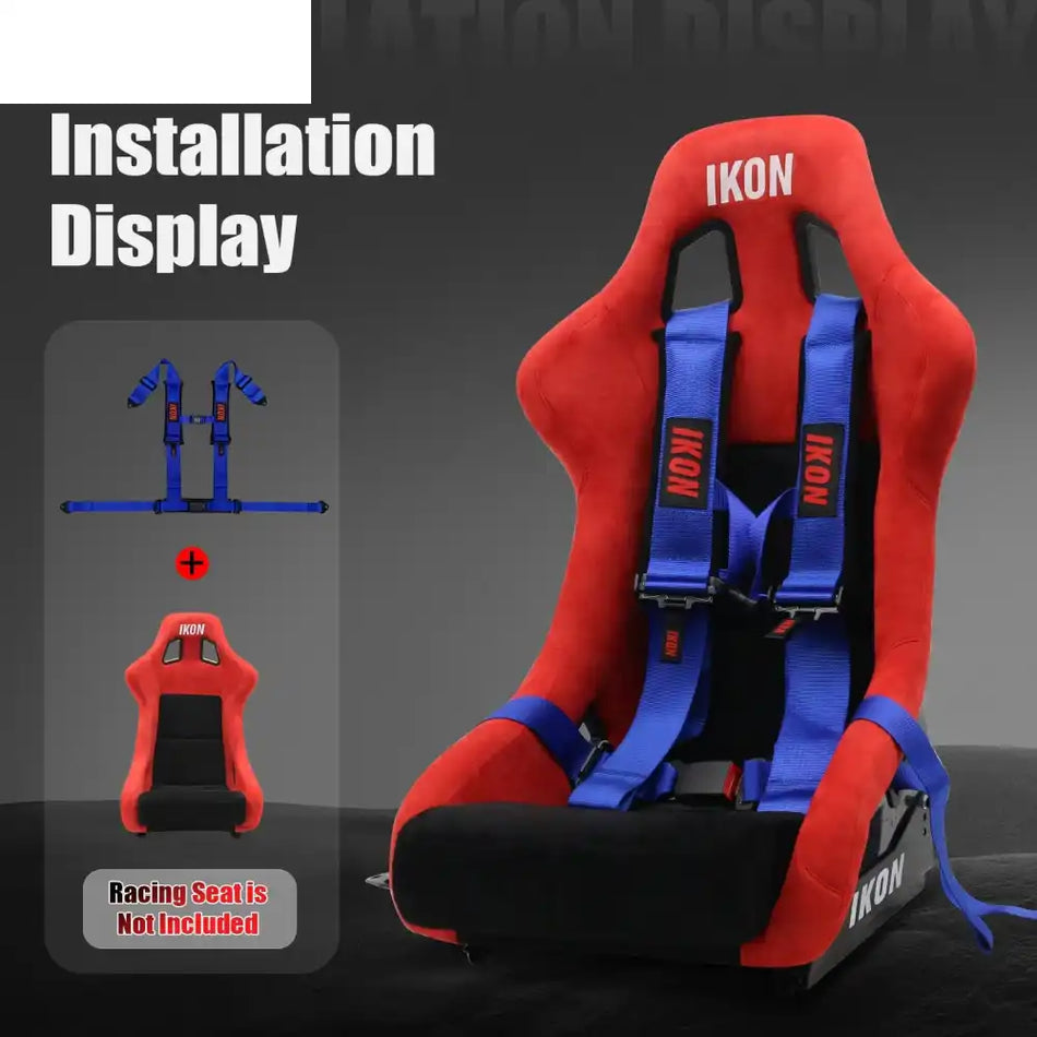 Universal 3ââ Wide 4 Point Buckle Racing Seat Belt Harness Nylon Blue