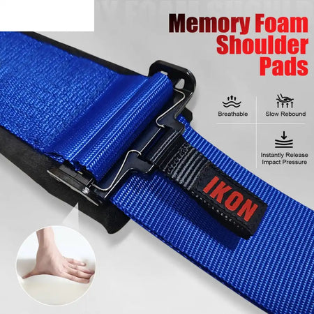 Universal 3ââ Wide 4 Point Buckle Racing Seat Belt Harness Nylon Blue