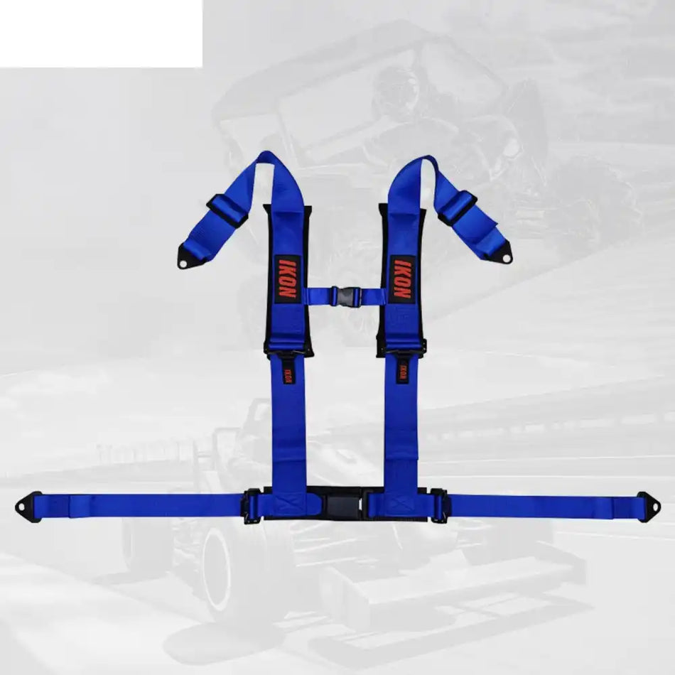 Universal 3ââ Wide 4 Point Buckle Racing Seat Belt Harness Nylon Blue