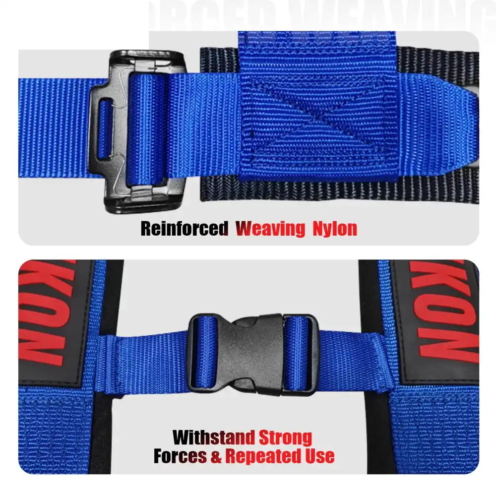 Universal 3ââ Wide 4 Point Buckle Racing Seat Belt Harness Nylon Blue