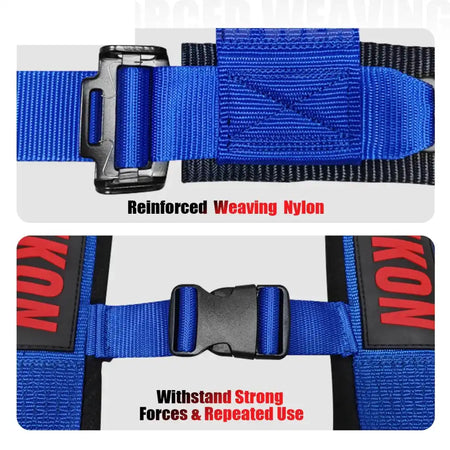 Universal 3ââ Wide 4 Point Buckle Racing Seat Belt Harness Nylon Blue