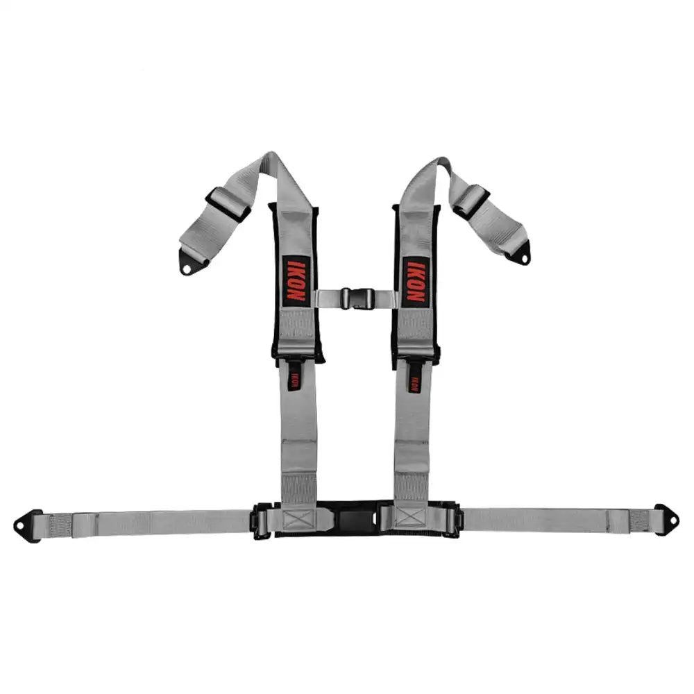 Universal 3ââ Wide 4 Point Buckle Racing Seat Belt Harness Nylon Grey