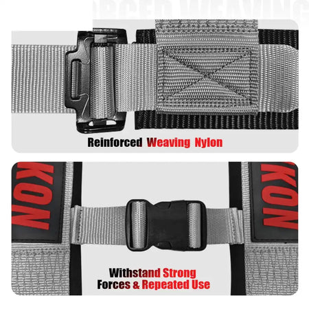 Universal 3ââ Wide 4 Point Buckle Racing Seat Belt Harness Nylon Grey