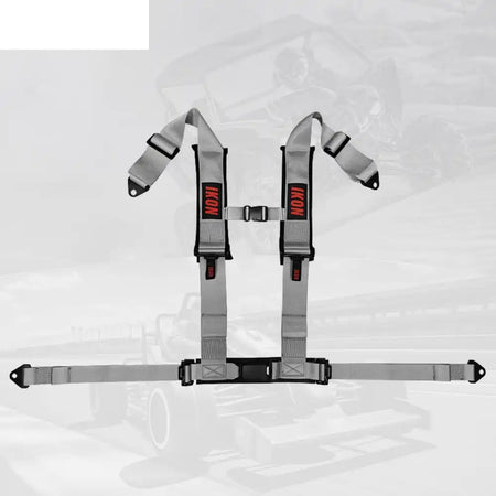 Universal 3ââ Wide 4 Point Buckle Racing Seat Belt Harness Nylon Grey