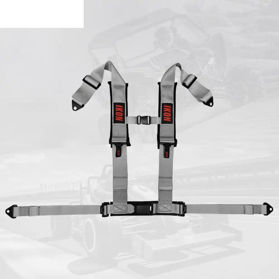 Universal 3ââ Wide 4 Point Buckle Racing Seat Belt Harness Nylon Grey