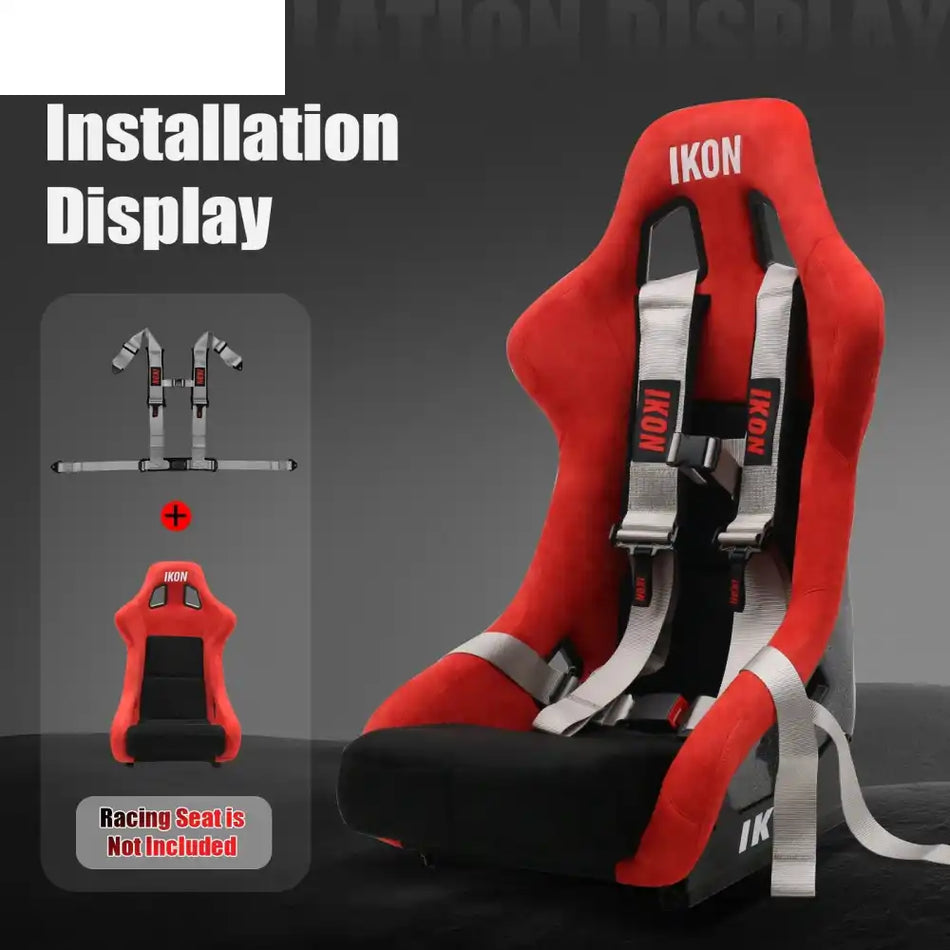 Universal 3ââ Wide 4 Point Buckle Racing Seat Belt Harness Nylon Grey