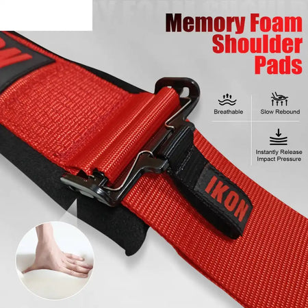 Universal 3ââ Wide 4 Point Buckle Racing Seat Belt Harness Nylon Red