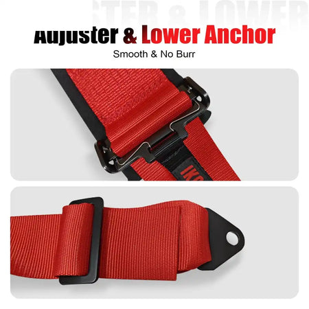 Universal 3ââ Wide 4 Point Buckle Racing Seat Belt Harness Nylon Red