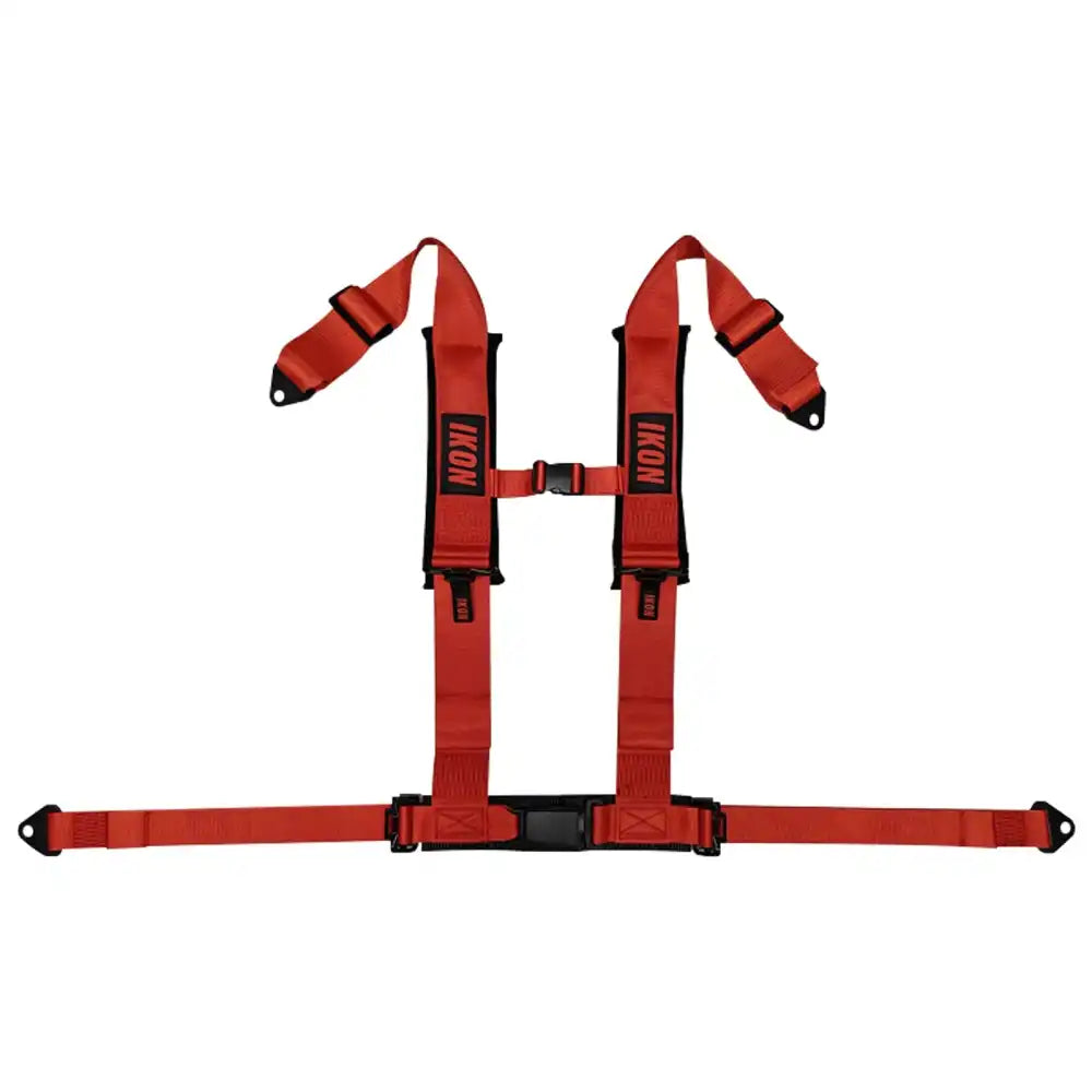 Universal 3ââ Wide 4 Point Buckle Racing Seat Belt Harness Nylon Red