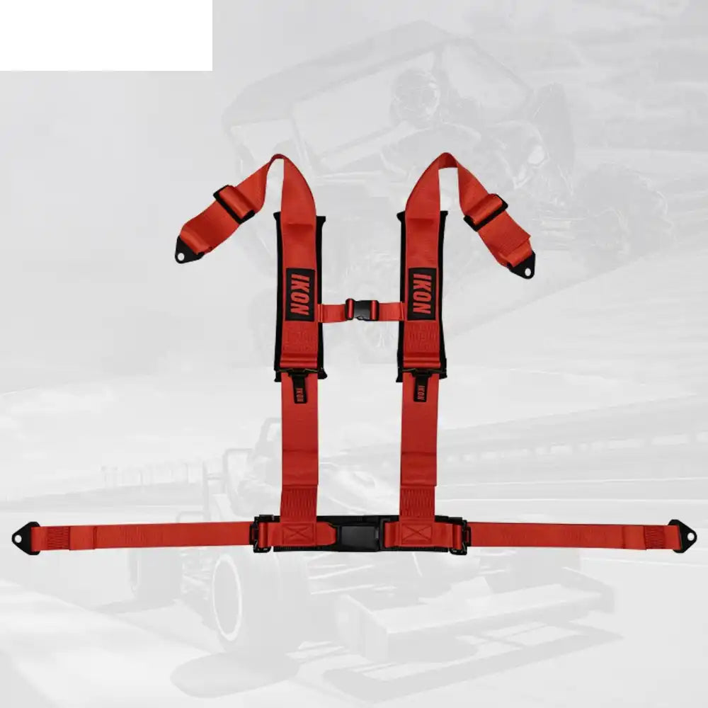 Universal 3ââ Wide 4 Point Buckle Racing Seat Belt Harness Nylon Red