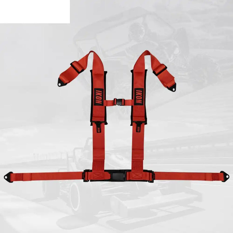 Universal 3ââ Wide 4 Point Buckle Racing Seat Belt Harness Nylon Red