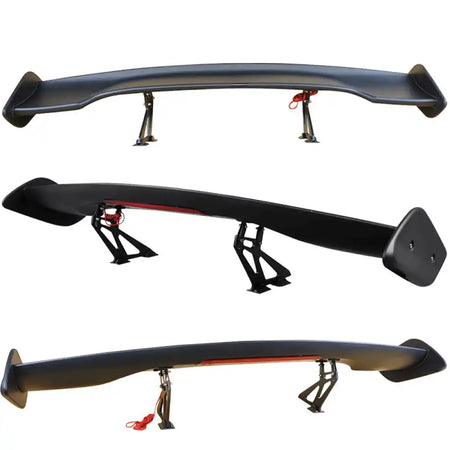 Universal 57in GT Trunk Spoiler & LED Brake Light Black ABS