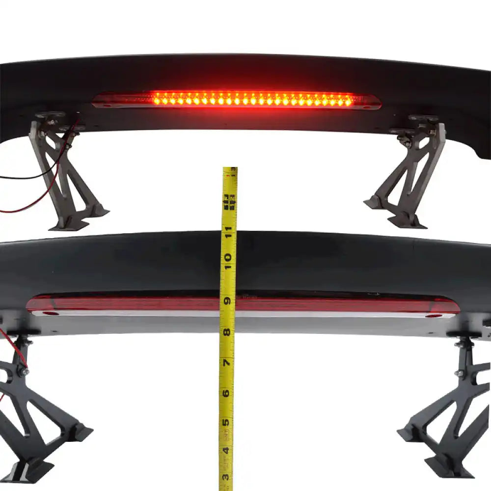 Universal 57in GT Trunk Spoiler & LED Brake Light Black ABS