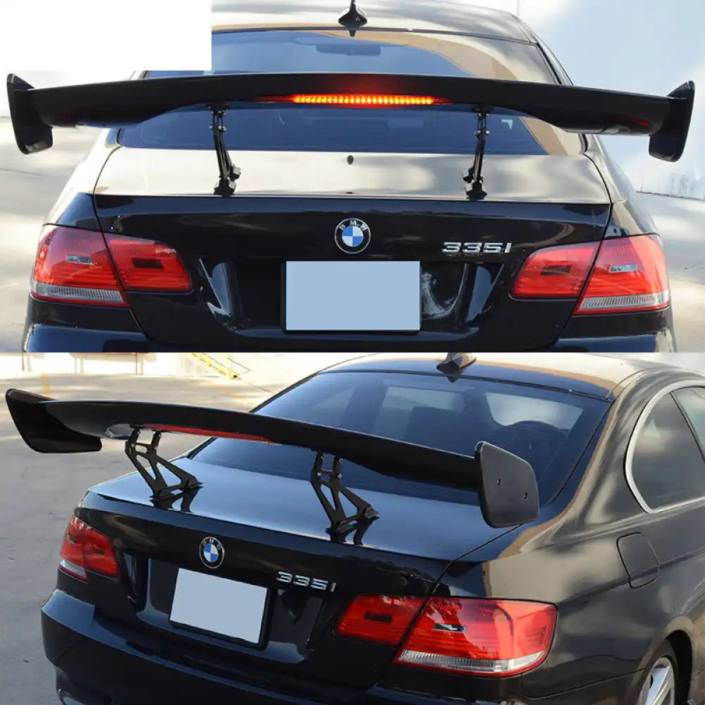 Universal 57in GT Trunk Spoiler & LED Brake Light Black ABS