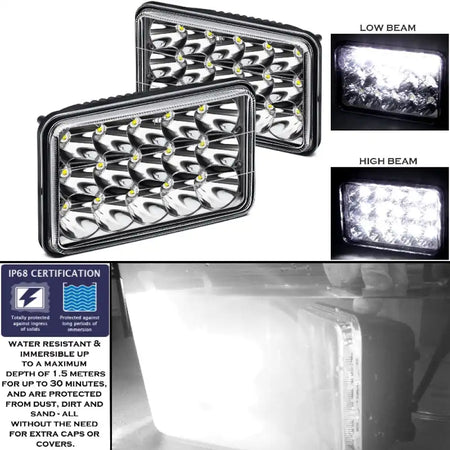 Universal 6x4 Pair H4 High Low Beam 1500 Lumens 45W Headlight Lamp