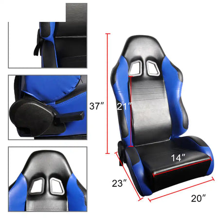 Universal Black Blue PVC Leather Passenger Side Racing Seats Slider