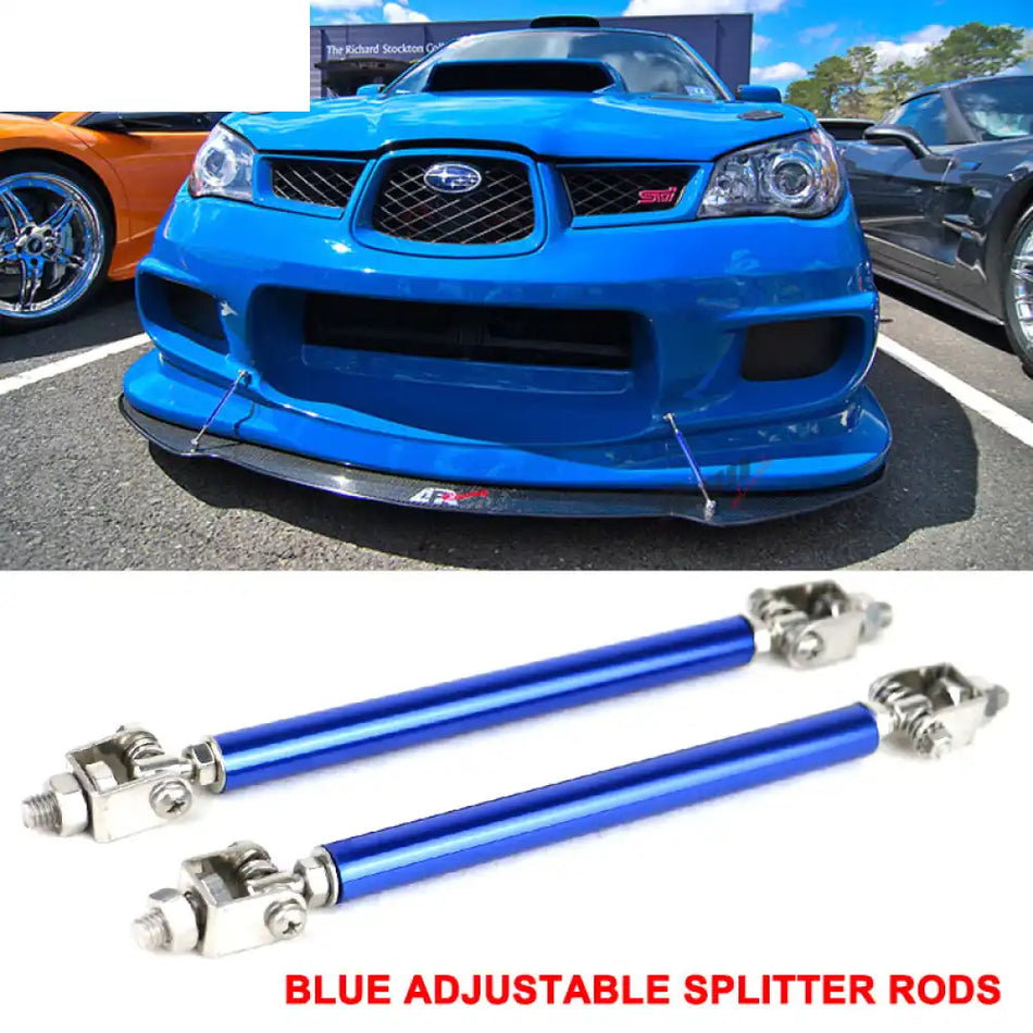 Universal Blue 2PCS 8-10.6Ã¢ÂÂÃ¢ÂÂ Front Bumper Lip Splitter Strut Rods Steel