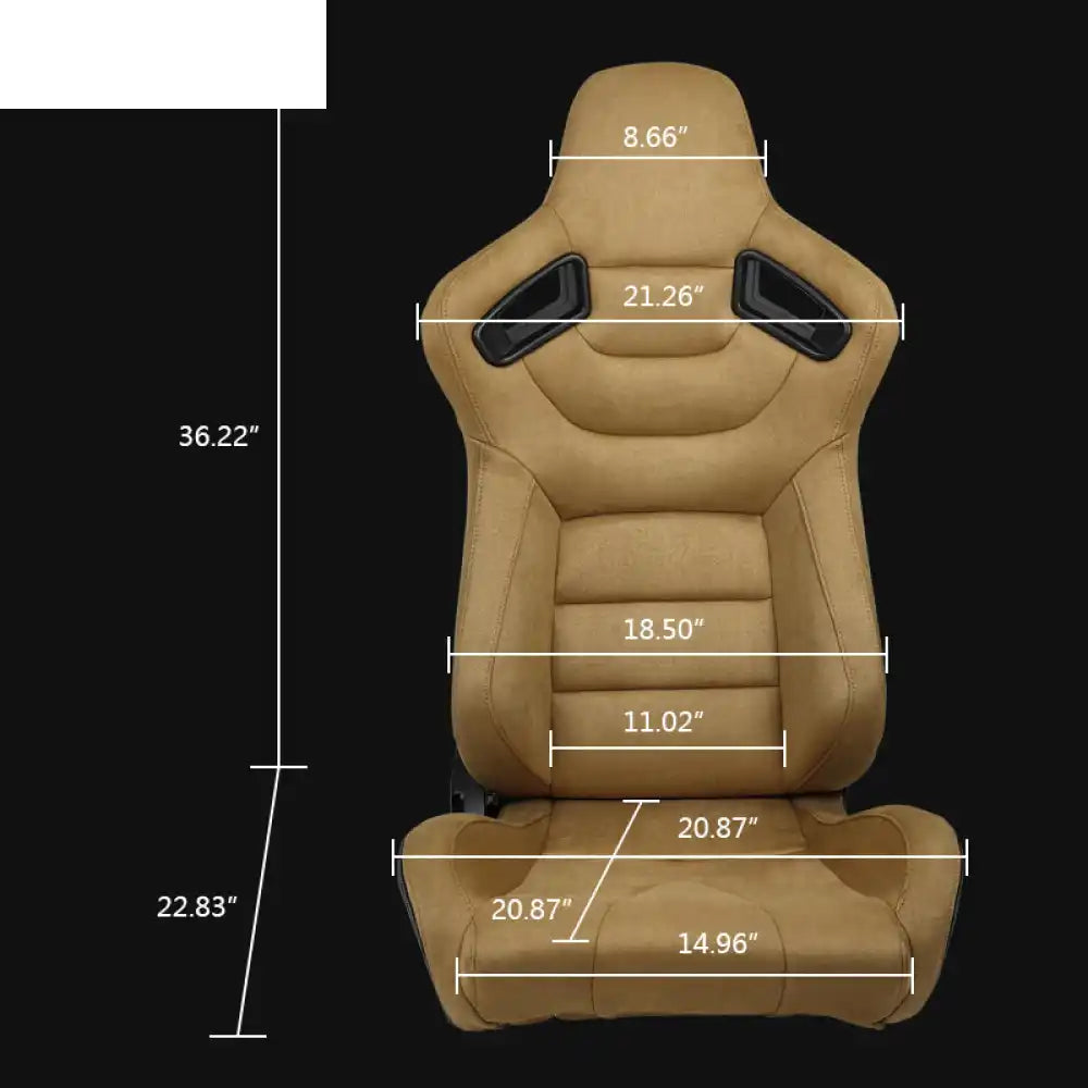 Universal Brown Right Racing Seat Dual Slider Suede Carbon Leather Passenger Side: Brown