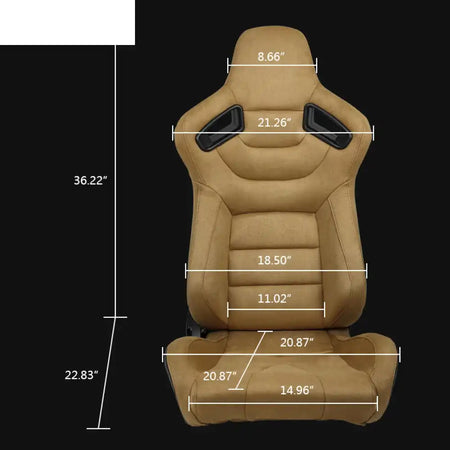 Universal Brown Right Racing Seat Dual Slider Suede Carbon Leather Passenger Side: Brown