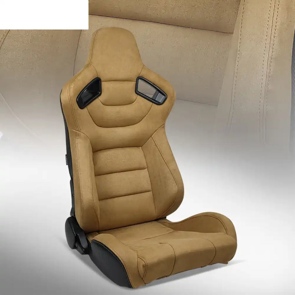 Universal Brown Right Racing Seat Dual Slider Suede Carbon Leather Passenger Side: Brown