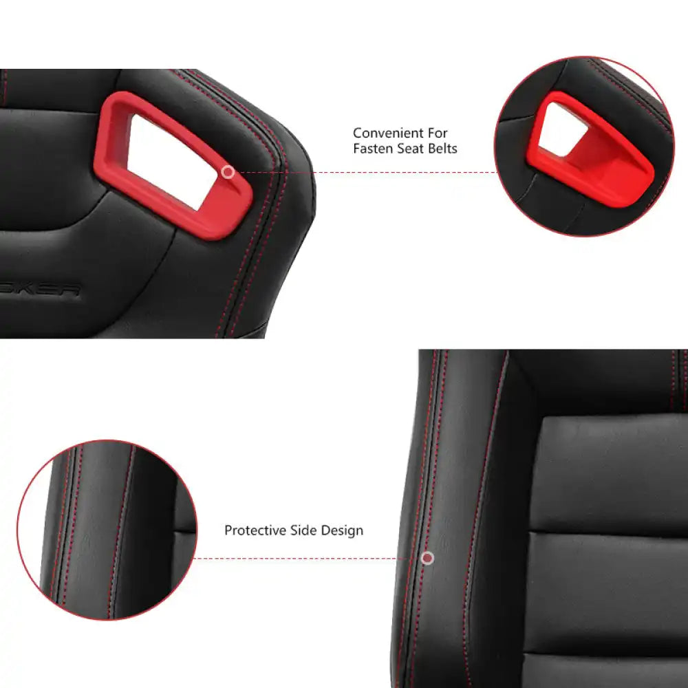 Universal Color Bezel Racing Seat Dual Slider PU Carbon Leather
