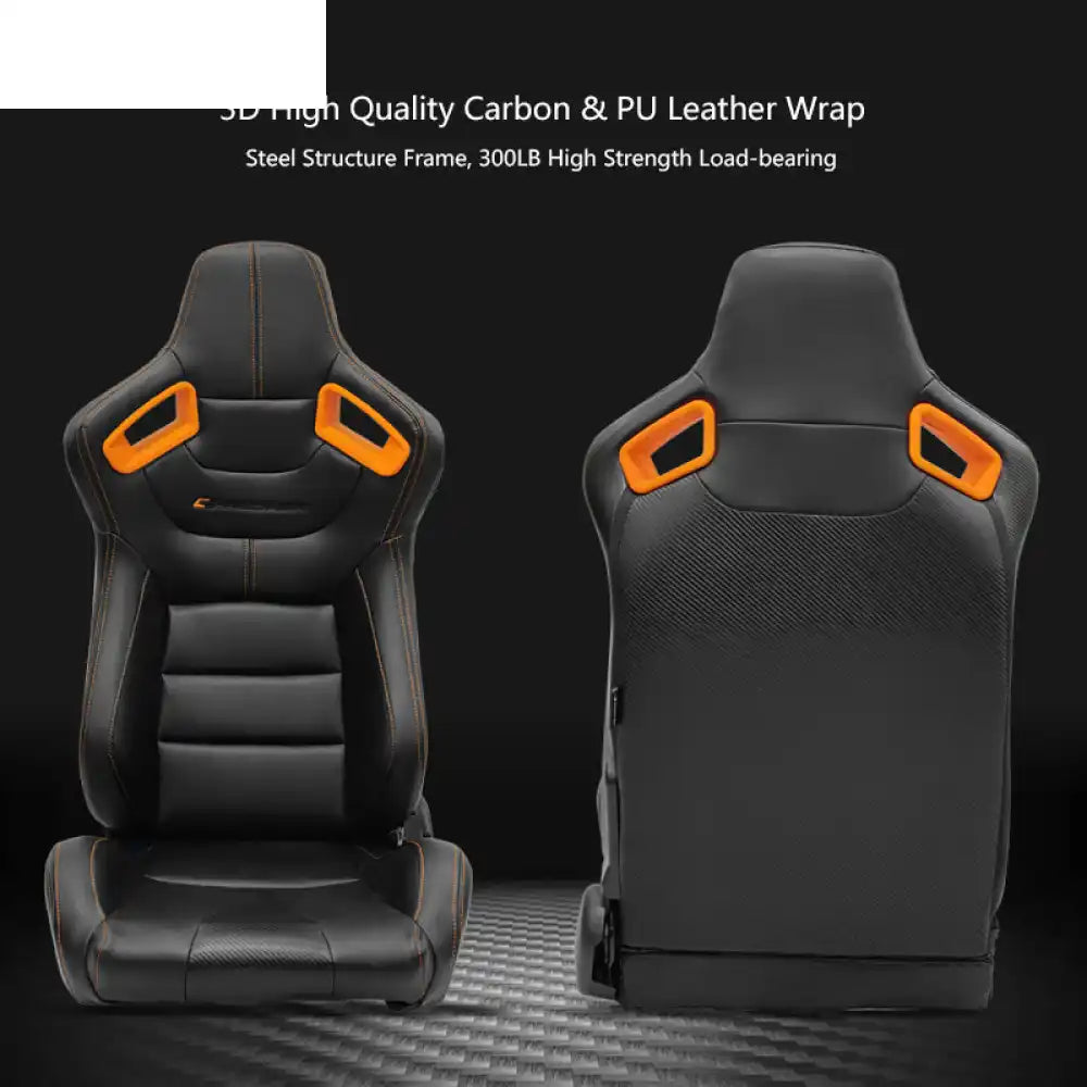 Universal Color Bezel Racing Seat Dual Slider PU Carbon Leather