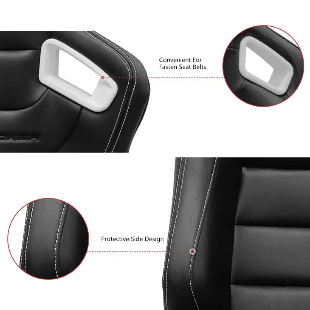 Universal Color Bezel Racing Seat Dual Slider PU Carbon Leather