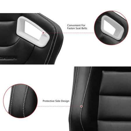 Universal Color Bezel Racing Seat Dual Slider PU Carbon Leather