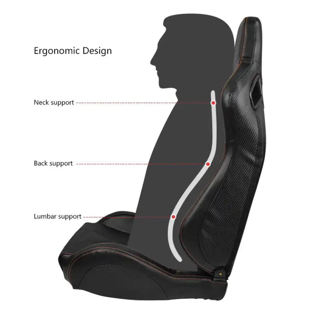 Universal Color Bezel Racing Seat Dual Slider PU Carbon Leather
