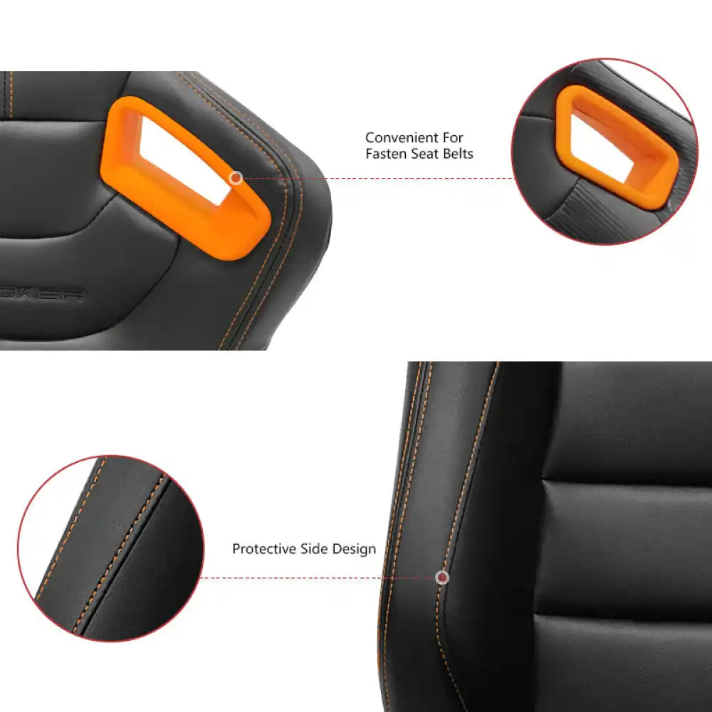 Universal Color Bezel Racing Seat Dual Slider PU Carbon Leather