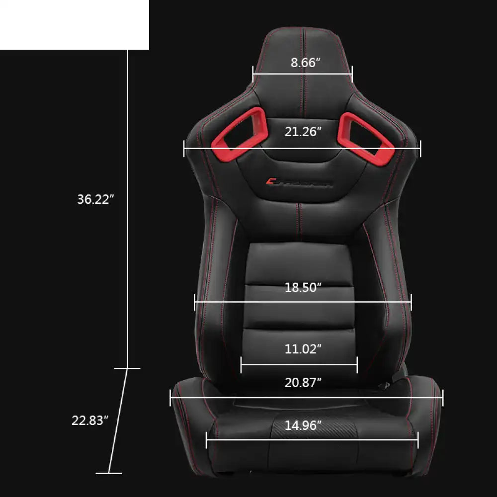 Universal Color Bezel Racing Seat Dual Slider PU Carbon Leather