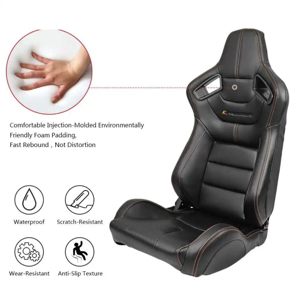 Universal Color Bezel Racing Seat Dual Slider PU Carbon Leather