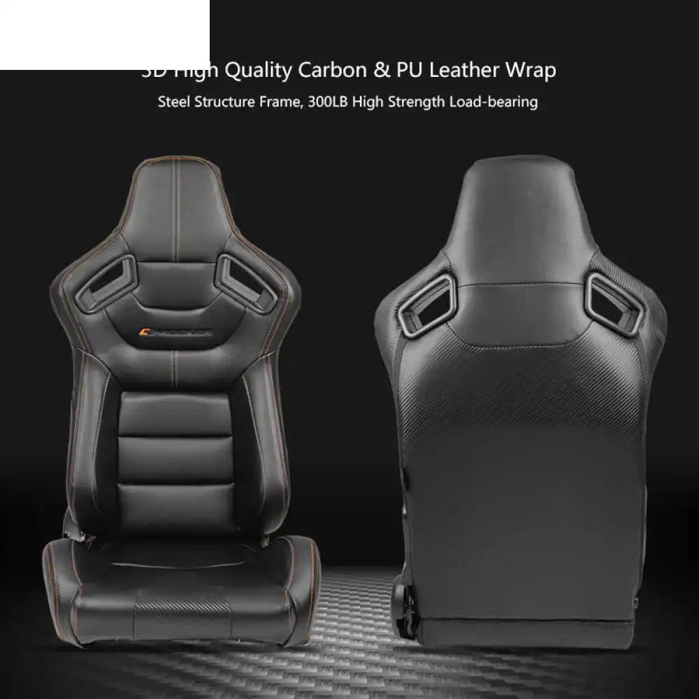 Universal Color Bezel Racing Seat Dual Slider PU Carbon Leather