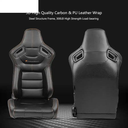 Universal Color Bezel Racing Seat Dual Slider PU Carbon Leather