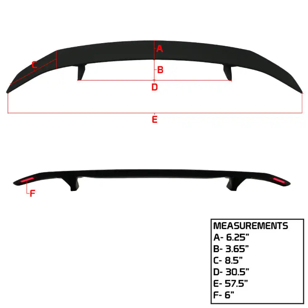 Universal Fit 2 Post Rear Spoiler Wing W/ LED Turn Signal Light ABS