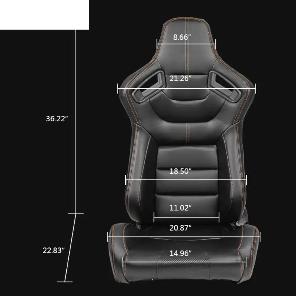 Universal Orange Stitch Left Racing Seat Dual Slider PU Carbon Leather Driver Side: Black + Orange Stitch