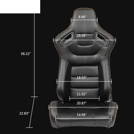 Universal Orange Stitch Left Racing Seat Dual Slider PU Carbon Leather Driver Side: Black + Orange Stitch