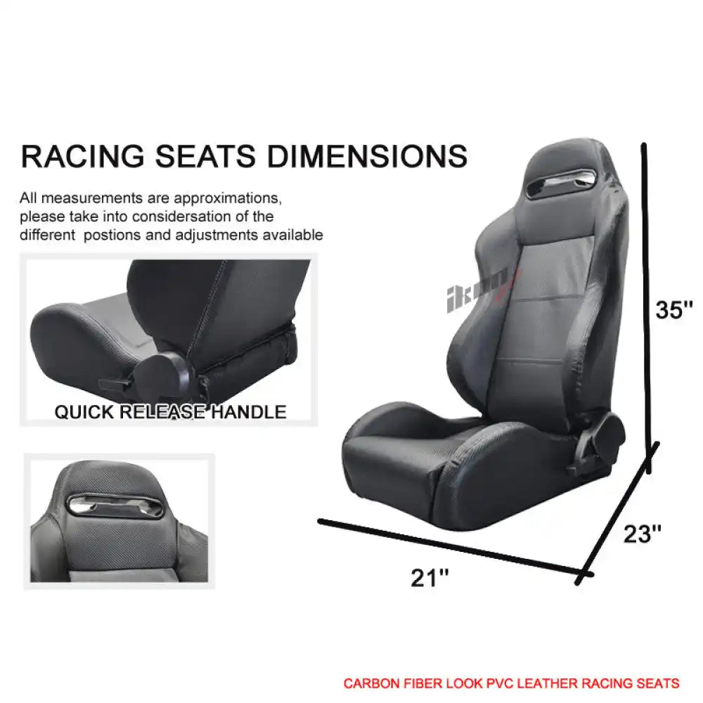 Universal Pair Of Racing Seats CF Print PVC Leather