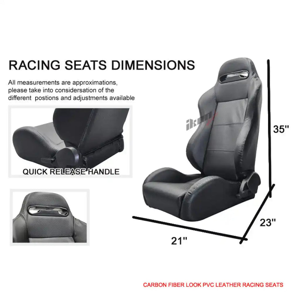 Universal Pair Of Racing Seats CF Print PVC Leather