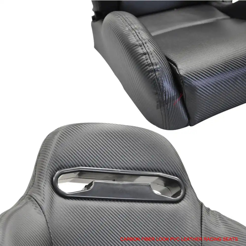 Universal Pair Of Racing Seats CF Print PVC Leather