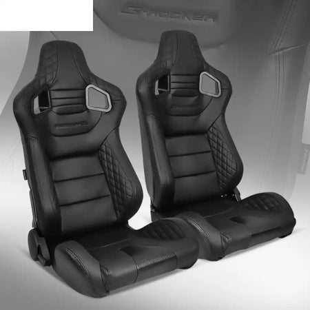 Universal Pair Reclinable Racing Seat with Dual Slider Black / Front:PU + Carbon Leather,Back:Carbon Leather
