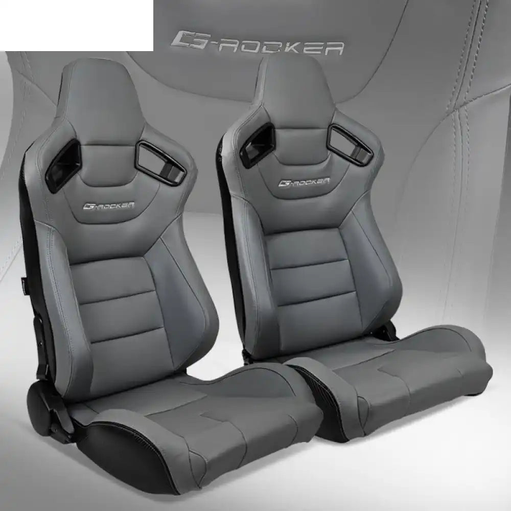 Universal Pair Reclinable Racing Seat with Dual Slider Gray with G / Front:PU Leather,Back:Carbon Leather