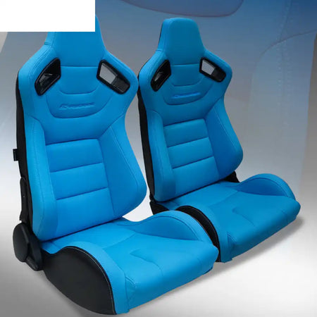 Universal Pair Reclinable Racing Seat with Dual Slider Light Blue PU + Carbon Leather / Front:PU Leather,Back:Carbon