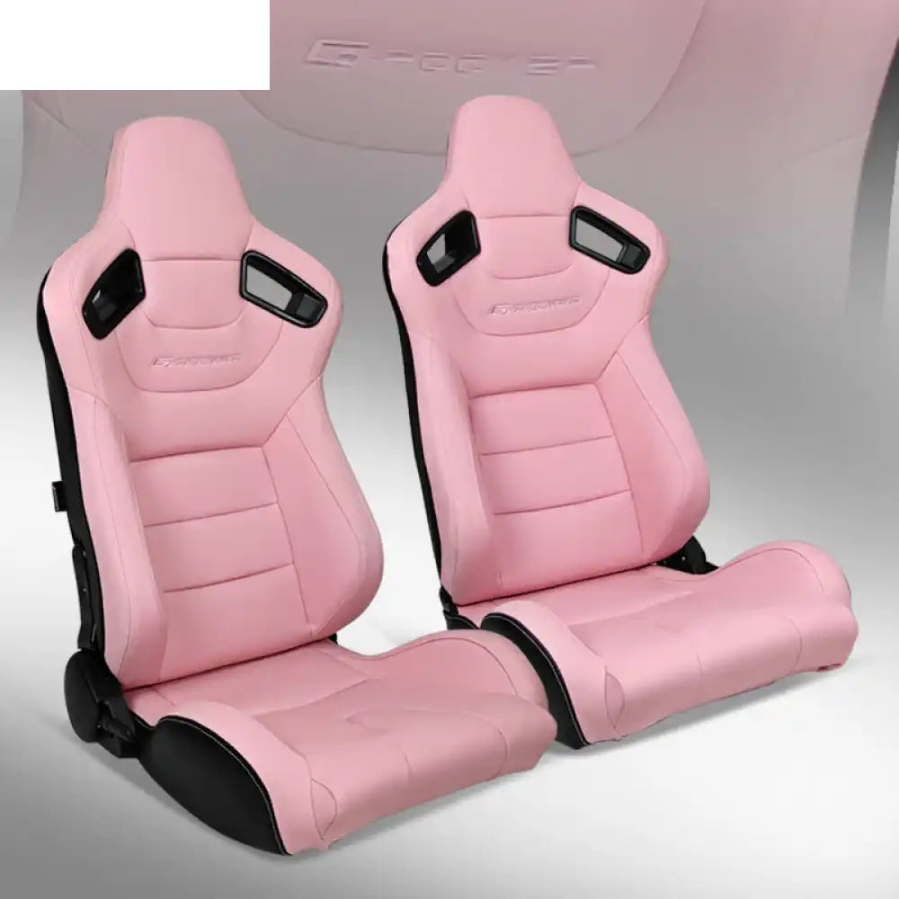 Universal Pair Reclinable Racing Seat with Dual Slider Pink with G / Front:PU Leather,Back:Carbon Leather